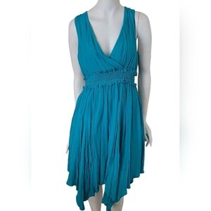 Wishlist Apparel Asymmetrical Handkerchief Hem Dress Teal